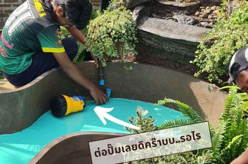 ต่อปั๊ม-ทำน้ำตกจำลอง-น้ำตกเทียม